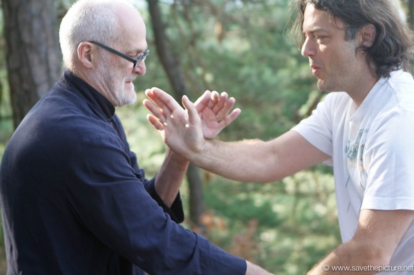 Antoine and Lucian, practicingTaikiken pushing hands