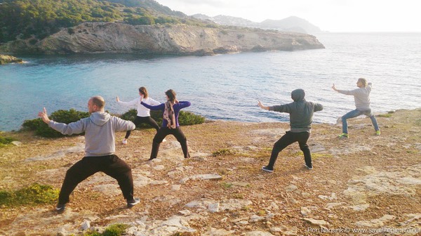 ibiza retreat natural tuning april 2015 Baduanjin training at the seaside