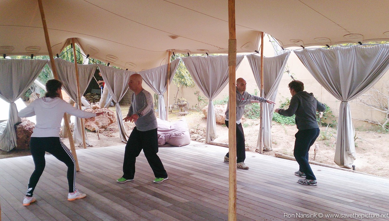 ibiza retreat natural tuning april 2015 Praticing Taikiken two circles Yuri