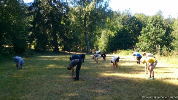 Omid teaching stretching and relaxing