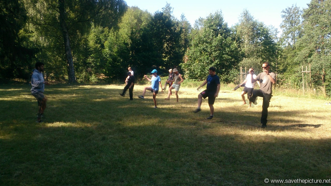 Omid teaching stretching and balance