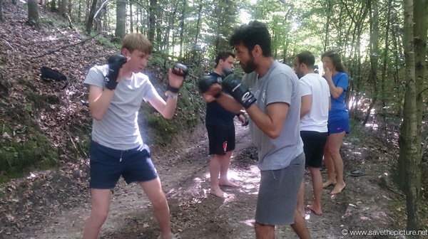 Taikiken training in the forest