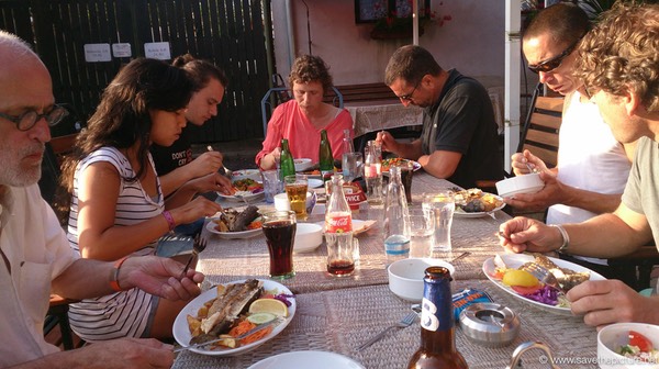 Taikiken Czech workshop 2014 dinner time along the road